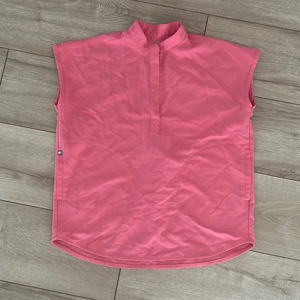 Figs neon pink scrub top